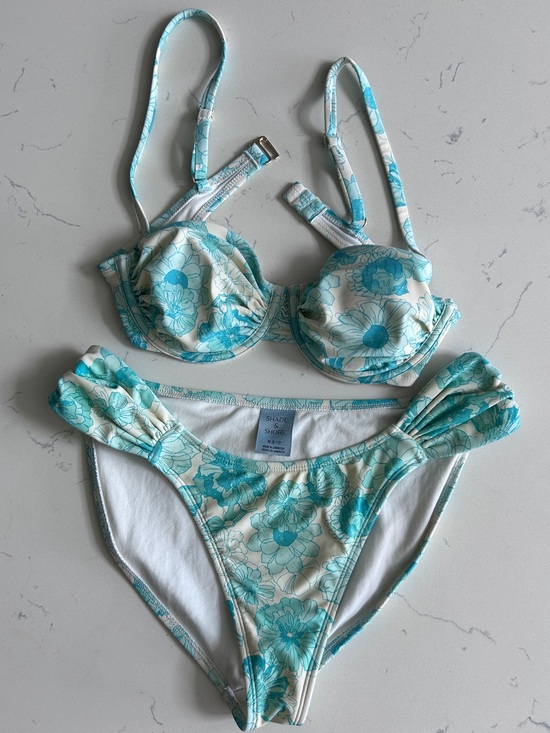 Shade & Shore Other - Shade & Shore Aqua Floral Women’s Two-Piece Swim Suit